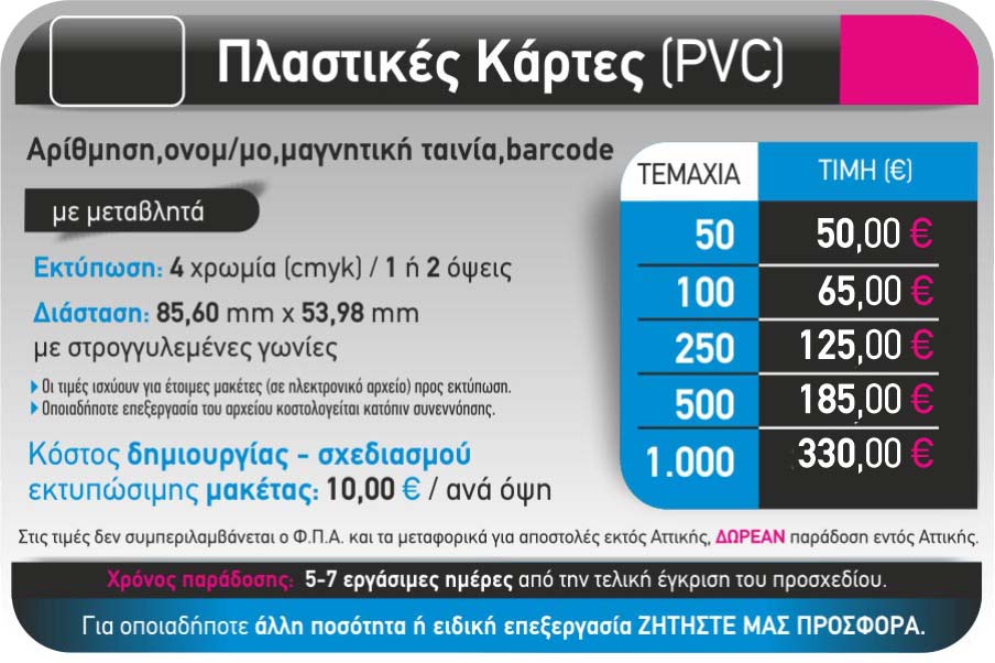 KARTES PLASTIKE ME METABLHTA